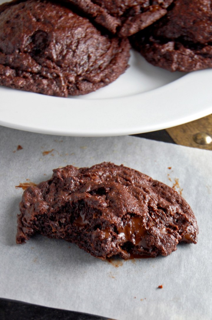 Em the Baker: Flourless Chocolate Pudding Cookies {pudding mix in the batter + four kinds of chocolate makes for extra decadent gluten-free cookies!} | emthebaker.com